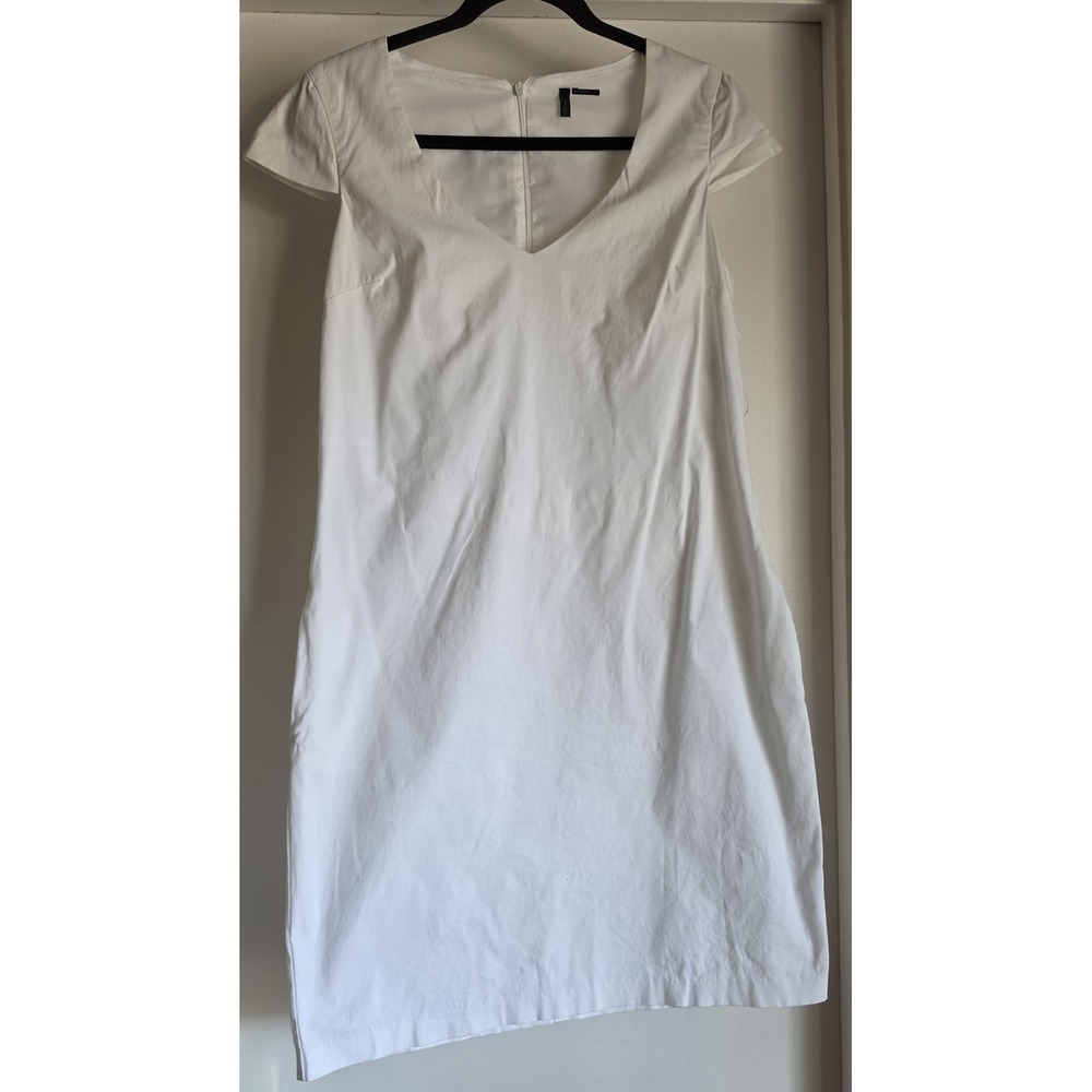 Stile Benetton Maxi Dress S White Solid Sleeveless V-Neck Cotton Minimalist